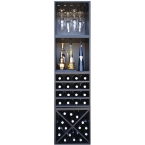 32 botellas de vino, 1 estante y 12 copas Merlot