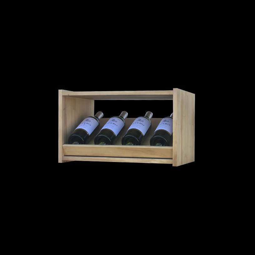 expositor vino madera 4 botellas LED